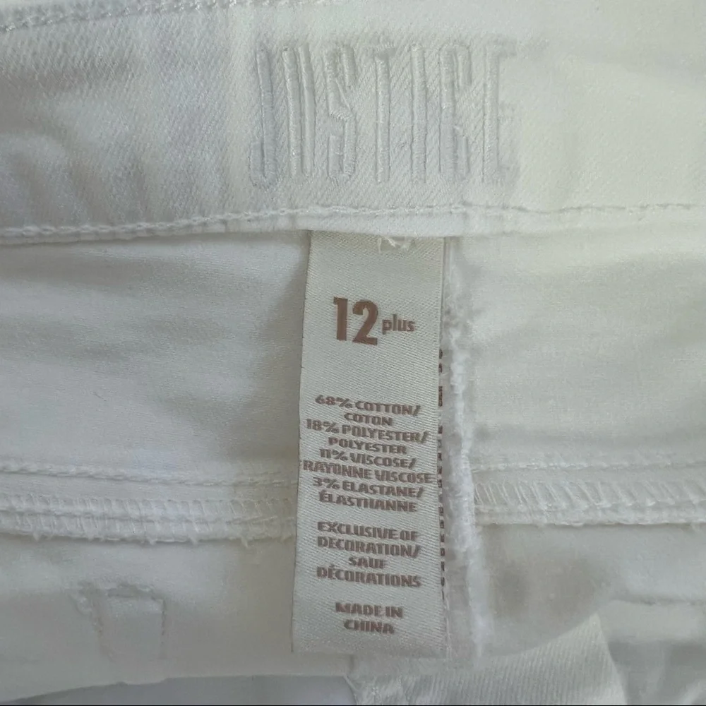 NWT JUSTICE Girl’s Bermuda White Shorts Sz 12 Plus Ripped/Torn Frayed Hem